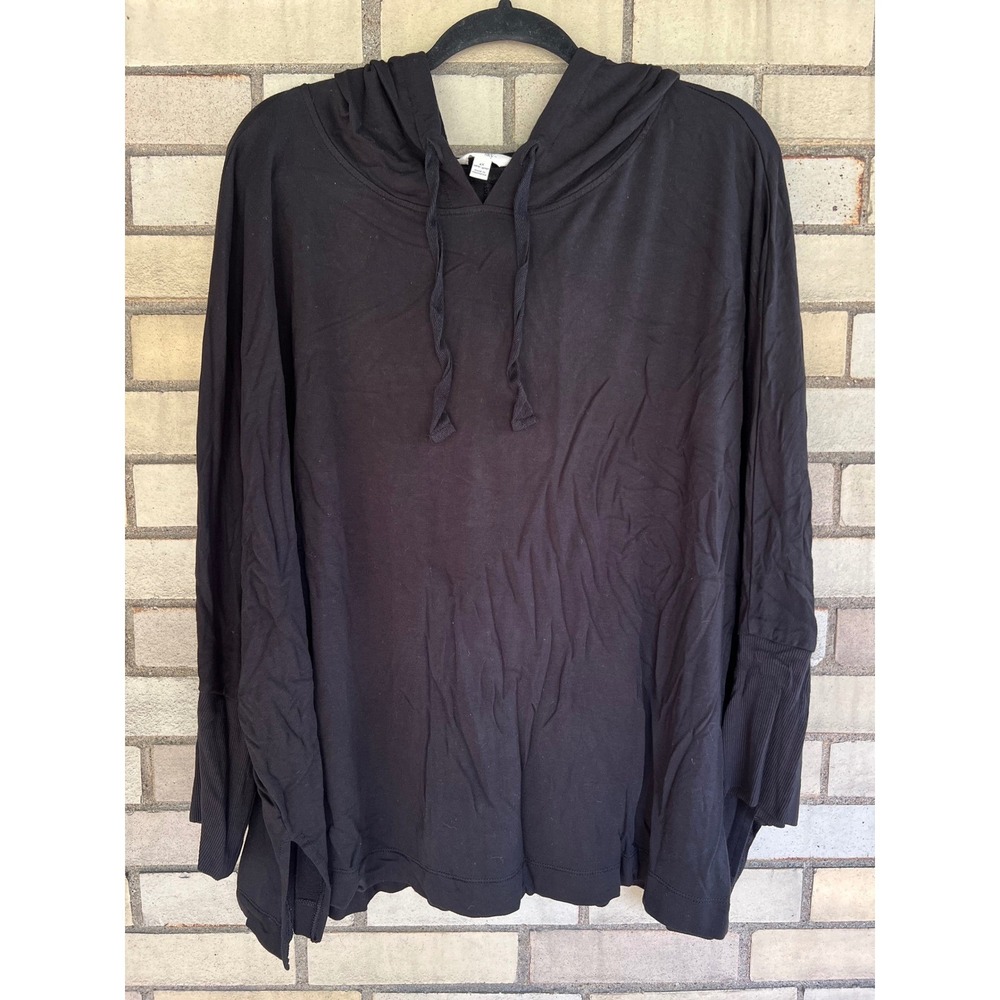 Terra & Sky Womens Black Dolman Sleeve Hoodie Stretchy Soft Plus Size 4X 28W-30W